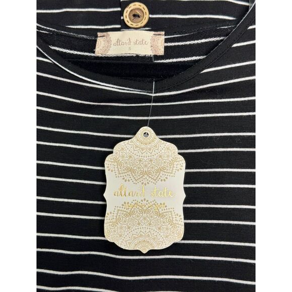 NWT ALTAR'D STATE Essential Black White Stripe Faux Wood Button Tee Midi, Sz S - Picture 3 of 7